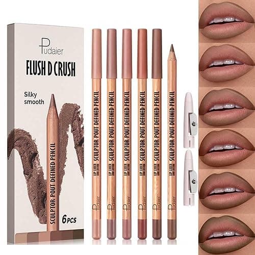 6 PCS Lip Liner Pencil Set - Matte Nude Lip Contour Lipliner, Waterproof Long Lasting Lipstick Lip Liner Set, Smudge-Proof Lip Liner Pen (# New 02) - Image 1