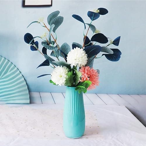 Pink Ceramic Vase, 7.5 Inch Flower Vase with Vertical Stripes for Pampas Calla Lily Tulip, Minimalism Modern Style for Housewarming, Weddings, Birthday, Christmas, Thanksgiving, New Year thumbnail 5