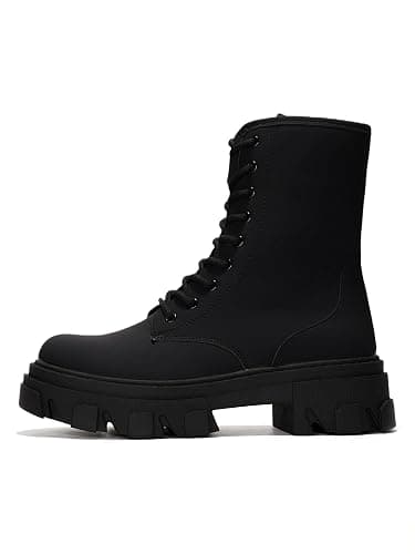 Women's Chunky Heel Combat Boots Platform Ankle Booties, Lace Up Fall Winter Streetwear Fashion Boots, Comfortable Block Heel (Chrisley) thumbnail 3