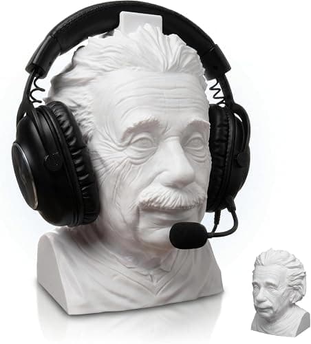R-Satz Shop Einstein Kopfhörerhalter – Headset Ständer für Kopfhörer & Headsets – Büste Schreibtisch Deko & witziges Geschenk – Headphone Stand für Büro, Setup & Gaming - Image 1