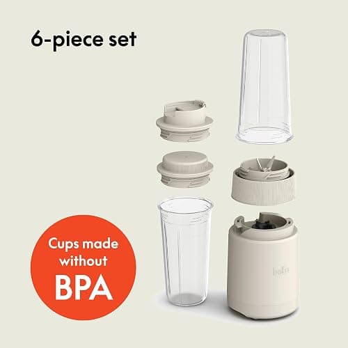 bella 6 Pcs Portable Rocket Blender, Juicer & Smoothie Maker, Press & Twist Design, EverGood™ & BPA Free Dishwasher Safe Parts, 4 Tip Stainless Steel Blade, Cord Wrap, 240 Watt Motor, Oatmilk thumbnail 4