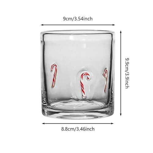 GEVPWj Christmas Icon Glasses Drinkware - 14 oz Stemless Juice Glass Cup with Snowman Snowflake Candy Canes Old Fashioned Hand Blown Drinking Cups for Xmas Party Gifts (Red) thumbnail 3