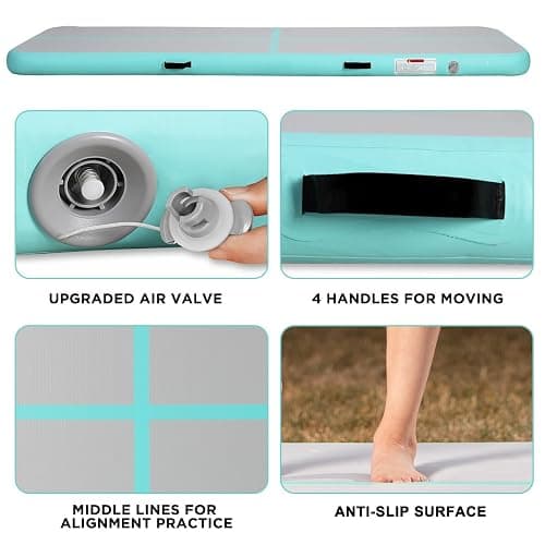 KIKILIVE Inflatable Air Gymnastics Tumbling Mat 6ft 10ft 13ft 16ft 20ft, Air Tumble Track Mat 4/8 inches Thickness with Electric Air Pump for Home Use Training Cheerleading Yoga Water Beach Park thumbnail 3