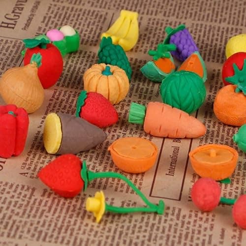Cllayees 72 Pcs Assorted Food Pencil Erasers Toy Set, Cake Dessert Fruit Puzzle Erasers Toys for Kids Reward Party Favors (Food) thumbnail 6