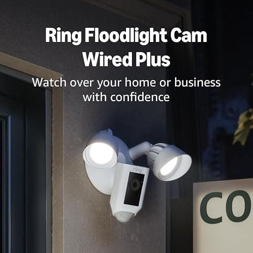 Ring Floodlight Cam Wired Plus — Outdoor home or business security with motion-activated 1080p HD video and floodlights, (2021 release) White thumbnail 7