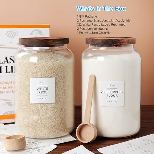 CZSZYGHBAO 2 PCS Large Glass Jar with Airtight Lid, Glass Food Storage Jars for Tea,Spice,Cereal, Egg,Flour,Coffee and More(1 gallon/4000 ml) thumbnail 2