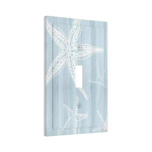 Wpshijia Rustic Beach Starfish Wooden Nautical Vintage Ocean 1 Gang Single Toggle Light Switch Covers Decorative Wall Plate Switchplate Electrical Faceplate for Farmhouse Bathroom Bedroom Decor thumbnail 3