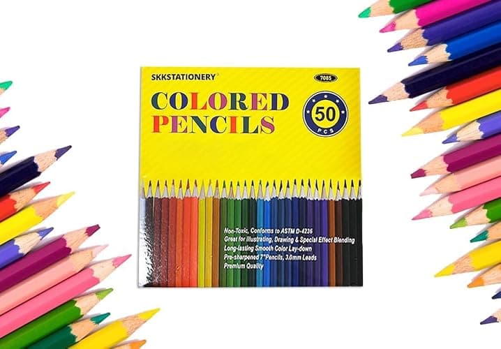 SKKSTATIONERY 50Pcs Colored Pencils, 50 Vibrant Colors | Drawing Pencils for Sketch, Arts, Coloring Books, Back to school thumbnail 2