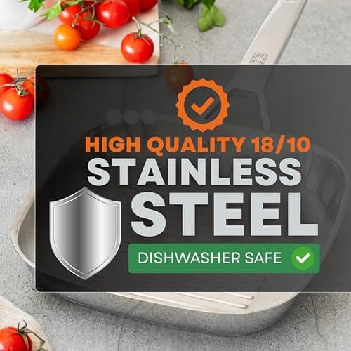 Bra Signature Stainless Steel Grill Pan 24cm. Suitable for All Hobs and as Induction Hob Griddle Pan. Fully Stainless Steel with Stripes. Non Toxic Cookware thumbnail 4