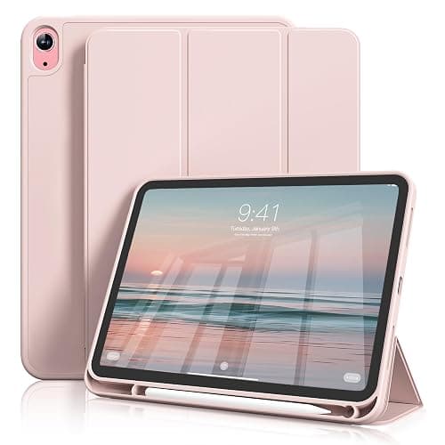 GKABXY Case for iPad (A16) 11th Generation 11 Inch 2025 & iPad 10th Generation 10.9 Inch 2022 with Pencil Holder,Smart Slim Tri-fold Stand Cover Soft TPU Back,Support Touch ID & Auto Wake/Sleep (Pink) - Image 1