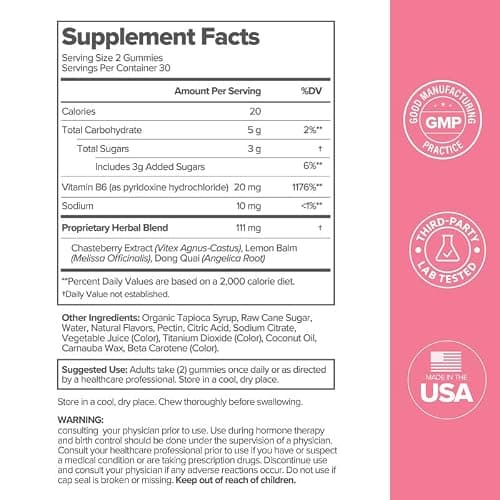 O Positiv FLO PMS Gummies for Women - Proactive PMS Relief - Targets Hormonal Breakouts, Bloating, Cramps, & Mood Swings with Chasteberry, Vitamin B6, & Lemon Balm - PMS Gummies (Pack of 1) thumbnail 5