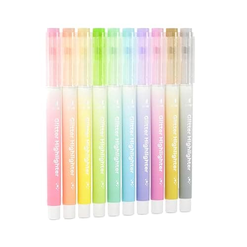 Glitter Highlighters, Shuttle Art 10 Sparkle Colors Chisel Tip Fluorescent Markers, Quick-Dry Non-Toxic Aesthetic Shimmer Highlighter Pens for Kids Teens Adults, Perfect for School Office Art Supplies - Image 1