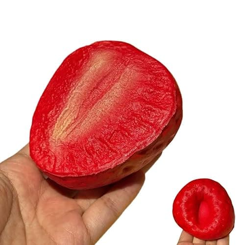 Food Slow Rising Squishy Stress Reliever for Adults Soft PU Foam Office Desk Fidget Anxiety Focus Tool Faux Food Sensory Prop for Relaxation (red Strawberry) - Image 1