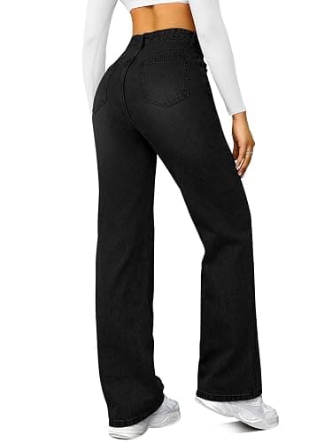 FUNUCA Straight Leg Jeans for Women,High Waisted Wide Leg Loose Microelastic Boyfriend Denim Pants thumbnail 2