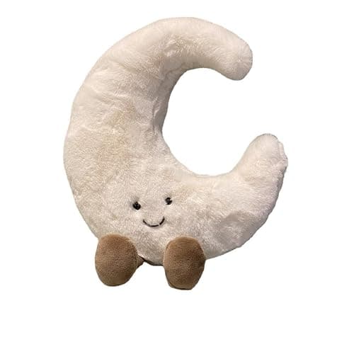 JOSON Sun Shaped Plush Toys, Soft Bedside Sofa Pillows, Used for Home Decoration as Birthday Gifts for Children and Girls (Moon) - Image 1