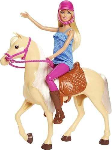 Barbie Playet with Blonde Fashion Doll in Riding Outfit & Light Brown Horse with Saddle, Bridle & Reins (Amazon Exclusive) thumbnail 5