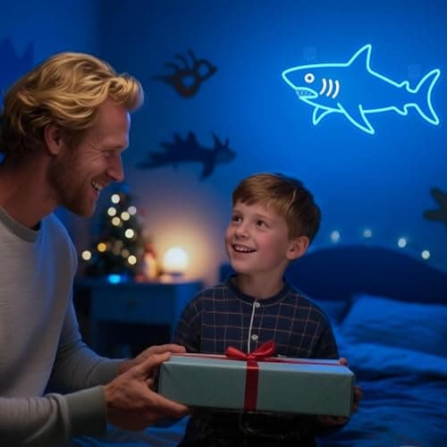 CoolGift Mart Shark Neon Sign, Dimmable LED Shark Light Animal Wall Decor, Christmas Gift White Elephant Gifts for Boys Men, Bedroom Living Room Man Cave Home Decoration With USB Powered thumbnail 4