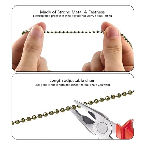 Dotlite 2Pack Bronze Ceiling Fan Pull Chains Glow in the Dark,3mm Diameter Beaded Decorative Light Pull Chain Pendant Extension, Fan and Bulb Shaped Ornaments Cord Extender thumbnail 6