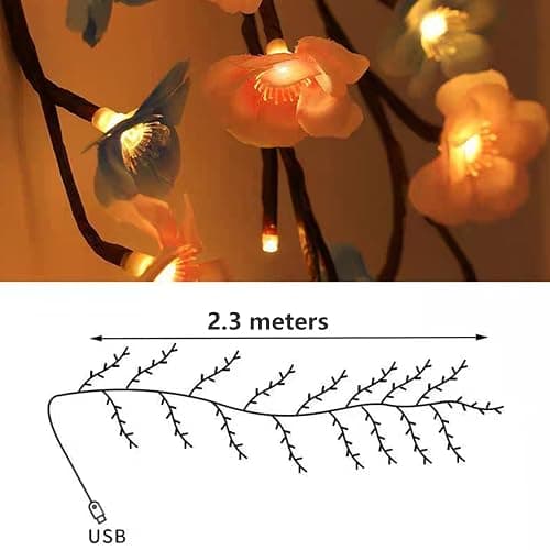 Enchanted Cherry Blossom Vine Twig Lights,7.55ft Twinkling LED Tree Branch Fairy String Lights with 144 LED Lights and Remote,8 Lighting Modes,Christmas Indoor Decorations for Home Wall Door Window thumbnail 3