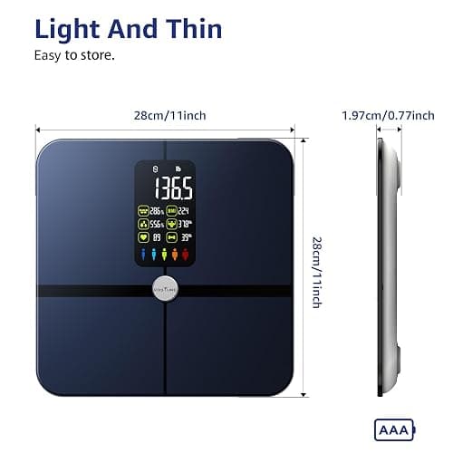 Posture Body Fat Scale, Extra Large Display Digital Bathroom Wireless Weight Scale Composition Analyzer with Heart Rate Heart Index & Body Shape Index with Free APP 400Lb Black thumbnail 7