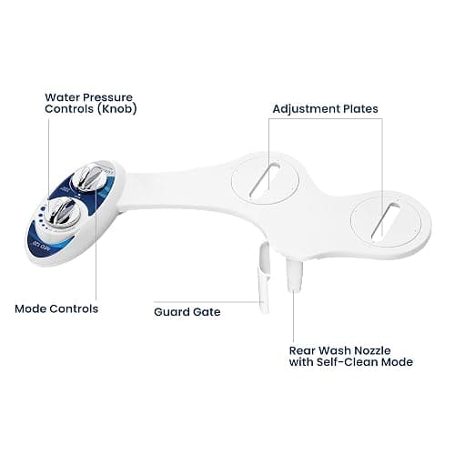 LUXE Bidet NEO 120 - Single Nozzle, Self-Cleaning, Non-Electric Bidet Attachment for Toilet Seat, Adjustable Water Pressure, Rear Wash (Blue) thumbnail 9