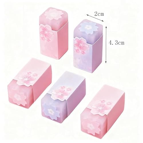 GZBABY Cherry Blossom Patternt Erasers 6 Pcs, Cute Cartoon Eraser, Stylish and Durable (Rectangle) thumbnail 3