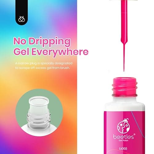 Beetles Summer Gel Liner Nail Polish Set - 6 Neon Gel Nail Polish Colors Hot Pink Orange Blue Yellow Paint for Nails Built Thin Brush in Bottle Soak off Uv LED Lamp Nails Art thumbnail 5