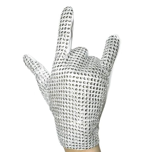 Rhinestone Glove Silver Sequin Dance Gloves Classic Role Player Punk Glove thumbnail 3