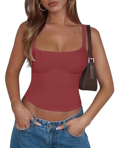 CHYRII Womens Tank Tops with Built in Bra Fashion Workout Top Longline Sports Bra Basic Camisole Top thumbnail 3