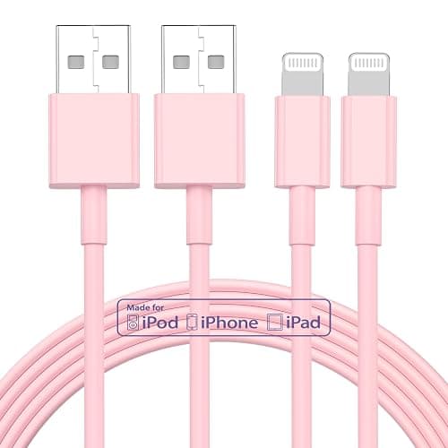 2pack 10ft iPhone Charger, [Apple MFi Certified] Long iPhone Charger Cord 10 ft, Apple Lightning to USB Cable, 10 Foot Fast Charging Cords for iPhone Charger 14/13/12/11/13 Pro/13 Max/X/XS/XR/XS,Pink - Image 1