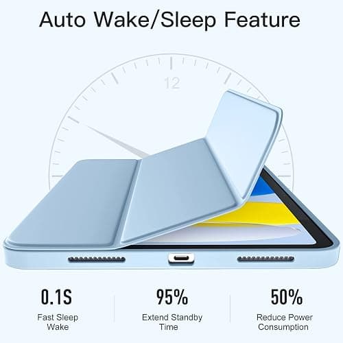 Akkerds Compatible with iPad (A16) 11th Generation Case 11 Inch 2025, for iPad 10th Generation Case 10.9 Inch 2022 with Pencil Holder, Slim Trifold Stand Protective Cover with Soft TPU Back, Sky Blue thumbnail 8