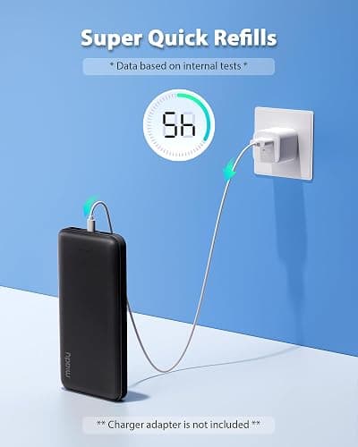 Miady 2-Pack 10000mAh Dual USB Portable Charger, USB-C Fast Charging Power Bank, Backup Charger for iPhone 15/14/13, Galaxy S23/22, Pixel and etc - Black+White thumbnail 7