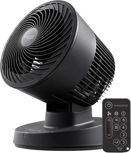 IRIS USA WOOZOO Air Circulator Fan with Remote, Oscillating, 3 Speeds, 56ft Max Air Distance, Adjustable Tilt, Quiet Motor, Small Fan for Bedroom, Office, Dorm, Black - Image 1