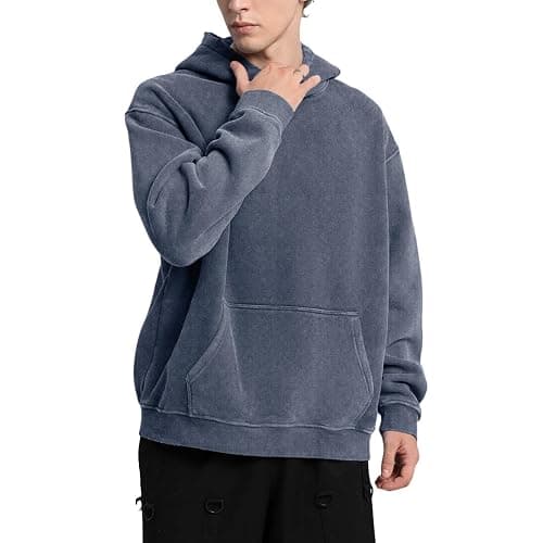 FAIABLE Mens Hoodies Oversized Unisex Acid Wash Hoodie Heavyweight Fleece Vintage Cotton Sweatshirt Men Women Streetwear thumbnail 4