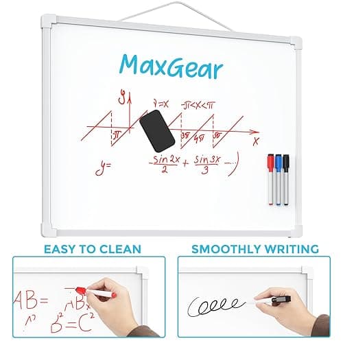 MaxGear Double-Sided Dry Erase Board for Wall, 16"x12" Hanging Whiteboard, Small Dry Erase White Board with 3 Markers&4 Magnets, Portable Whiteboard for Students - Planning, Drawing, Memo, to Do List - White - 16"x12" thumbnail 6