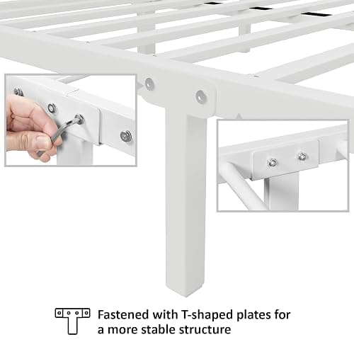 LOEWAY Full Size Bed Frame/Metal Platform Bed Frame with Butterfly Pattern Design Headboard and Footboard/Strong Metal Slats Support/No Box Spring Needed/Easy Assembly/Noise-Free/White thumbnail 8