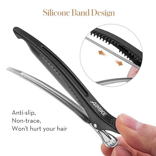 AIMIKE Hair Styling and Sectioning Accessories - 12 Pack Non-Slip Silicone Hair Clips for Thick and Thin Hair, Professional Salon Quality thumbnail 2