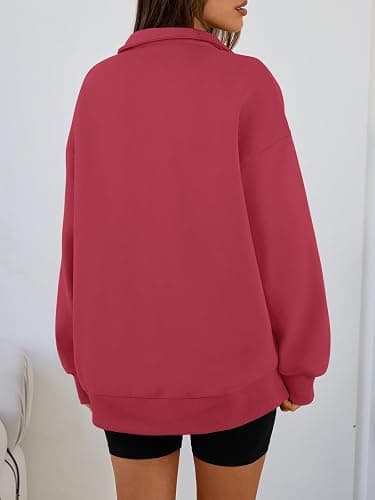 Trendy Queen Womens Oversized Sweatshirts Fall Sweaters Fashion Hoodies Half Zip Pullover Long Sleeve Shirts Clothes thumbnail 4