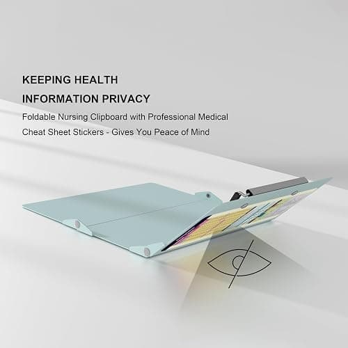 Nursing Clipboard Foldable Pocket Size-Nursing Edition Cheat Sheets Aluminum 3 Layers Foldable Clipboard Nursing Nurse Clipboard Foldable fits in Nurses Doctors(Mint) thumbnail 7