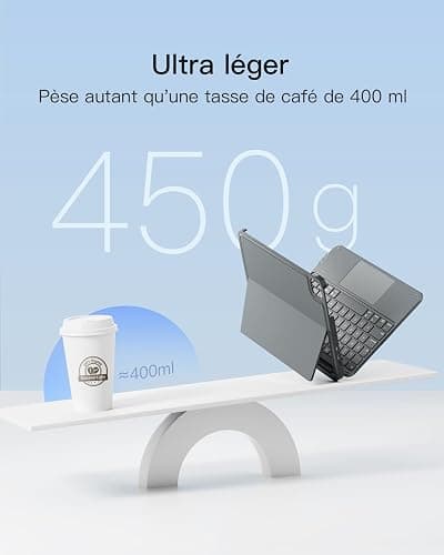 Inateck Coque Clavier pour iPad 11e/10e Gén, pour iPad 10e (10,9")/ 11e (2025 A16), Air 11" M3/M2, Air 6/5/4e, Pro 11 4e-1re, Clavier Ultraléger Détachable avec Pavé Tactile, Gris AceTouch thumbnail 2