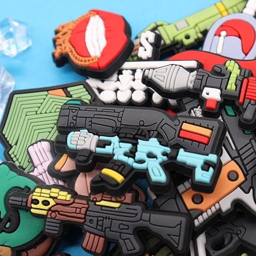 NAN TIAN ZAI 32Pcs Pistol Various Gun PVC Shoe Charms Wine Dollar Slipper Decorations Clog Button Accessories Man Woman Favor Party Gifts thumbnail 4
