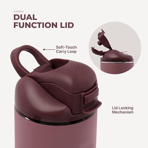 HydroJug Ease2o 40oz Insulated Water Bottle, Straw & Chug Lid, Canyon Rose | Pressure-vented lid, leak-resistant, stainless steel, vacuum insulated, water-level window, cup holder friendly, BPA-free thumbnail 5