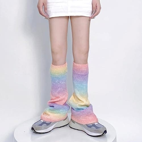 WODECASA Girls Kawaii Leg Warmers Knitted Flared Leg Sleeves Goth Crochet Baggy Cuff Ankle Heap Socks thumbnail 3