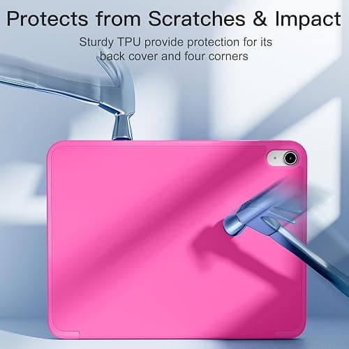 Akkerds Compatible with iPad (A16) 11th Generation Case 11 Inch 2025, for iPad 10th Generation Case 10.9 Inch 2022 with Pencil Holder, Slim Trifold Stand Protective Cover with Soft TPU Back, Rose thumbnail 7