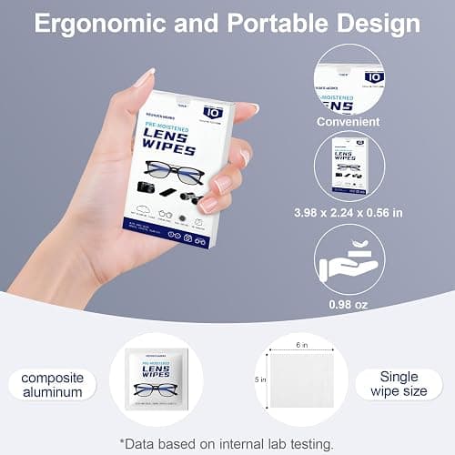 Third-Generation Lens Wipes, 120 Count, Individually Wrapped Pre-Moistened Cleaning Wipes for Eye Glasses, Camera Lens Cleaner, Streak-Free Scratch-Free Screen Cleaning for Phone, Sunglasses, Laptop thumbnail 3