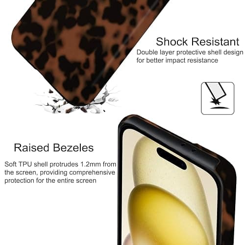 BayPastel X Compatible with iPhone 15/14/13 Case Tortoise Design, [Military Grade Protection], 8FT Drop Resistant Shockproof Heavy Duty Phone Case Cover Women for iPhone 15/14/13 6.1”,Turtle Shell thumbnail 4