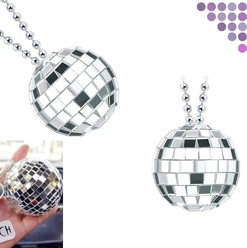 Mirror Disco Ball Hanging Car Accessory - Rear View Mirror Hanging - Silver (1.9 inch) thumbnail 8