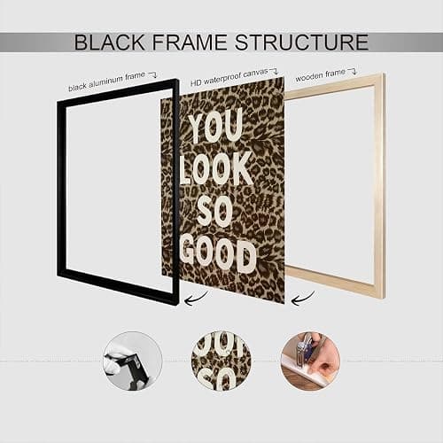 KIJDID Funky Leopard You Look So Good Canvas Wall Art Preppy Coquette Girly Y2k Aesthetic Positive Inspirational Art Poster Cheetah Print Wall Decor For Bedroom Living Room Bathroom 12x16in Unframed thumbnail 3