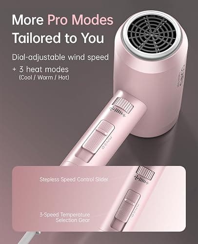 Hair Dryer with Diffuser, CONFU Hair Dryers for Women, Blow Dryers for Men, Hairdryer with Diffuser Attachment, Portable Lightweight Fast Drying Negative Ion Hairdryer for Home thumbnail 5