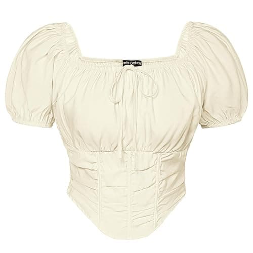 Scarlet Darkness Renaissance Shirt Women Off The Shoulder Corset Tops Peasant Blouse - Image 1